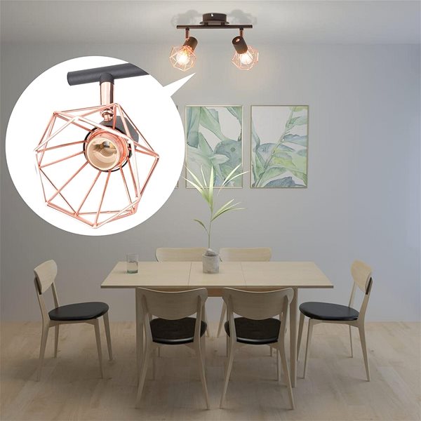 Ceiling Light Ceiling Light with 2 Spotlights, E14, Black and Copper Lifestyle