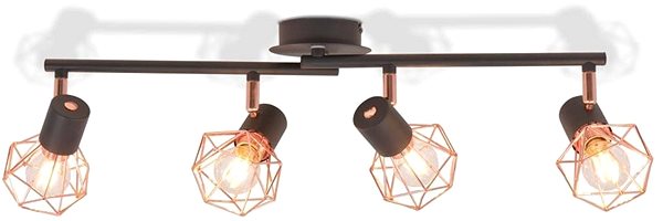 Ceiling Light Ceiling Light with 4 Spotlights, E14, Black and Copper Screen
