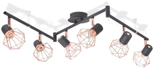 Ceiling Light Ceiling Light with 6 Spotlights, E14, Black and Copper Screen