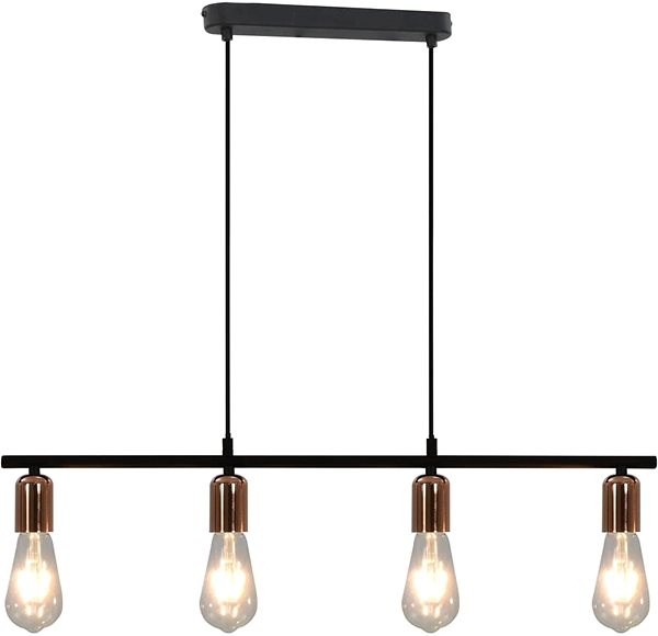 Ceiling Light Ceiling Light with Incandescent Bulbs 2 W Black and Copper 80cm E27 Screen