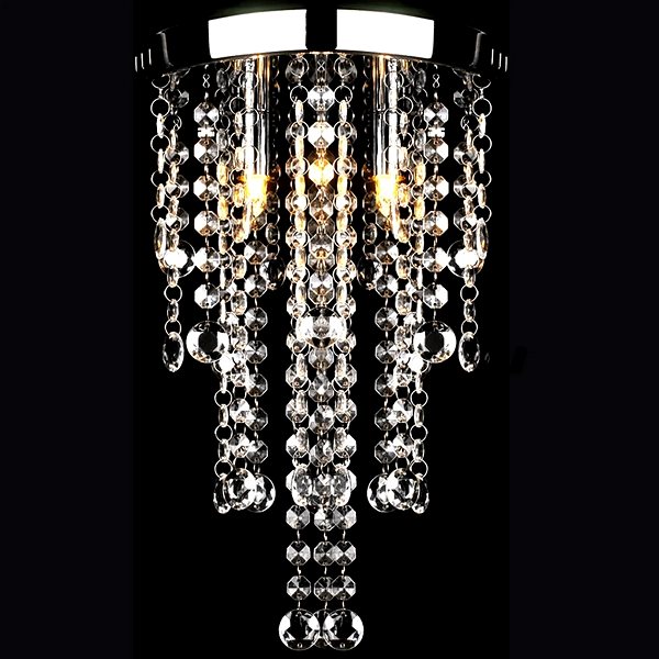 Ceiling Light White Metal Ceiling Light with Crystal Trimmings Lifestyle