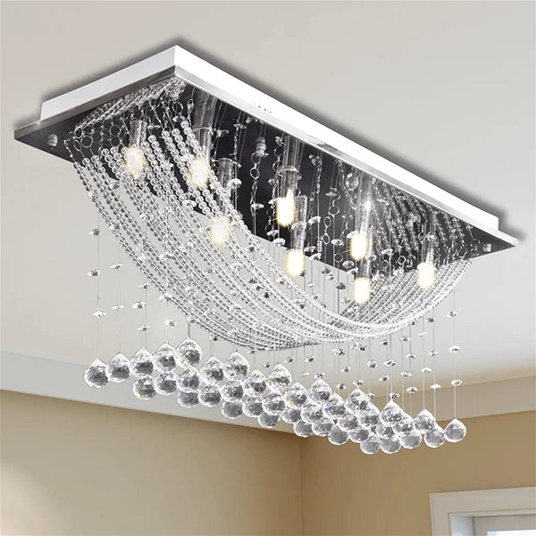 Ceiling Light White Ceiling Light with Crystal Trimmings, for 8 G9 Bulbs, 29cm Lifestyle