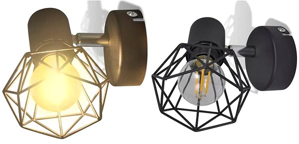 Ceiling Light 2 Black Industrial Wall Lights, Wire Shades + LED Bulbs Features/technology