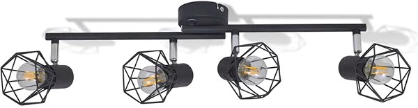 Ceiling Light Black Industrial Frame with 4 Spot LED bulbs, Wire Shades Screen