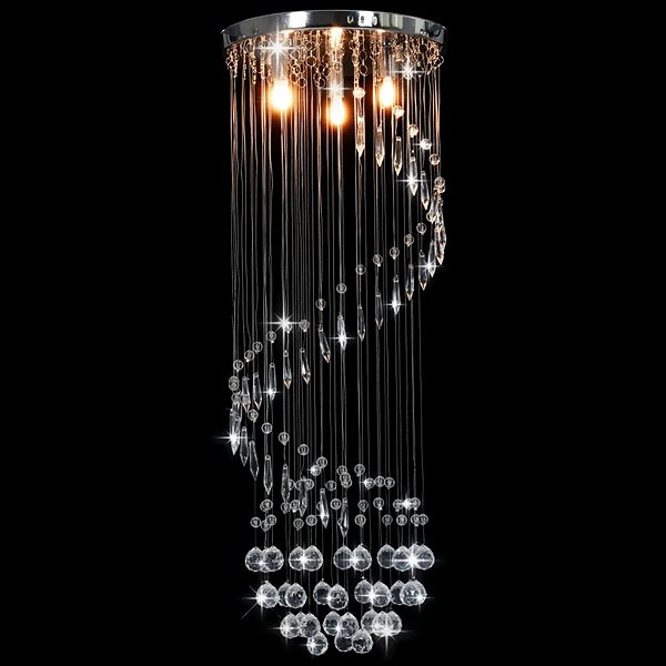 Ceiling Light Ceiling Light with Crystal Beads, Silver Spiral G9 Lifestyle
