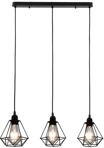 Ceiling Light Ceiling Lamp with Diamond Design Black 3 × E27 Bulbs Screen