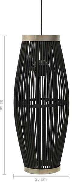 Stropné svietidlo Závesné svietidlo čierne vŕba 40 W 23 × 55 cm ovál E27 Technický nákres