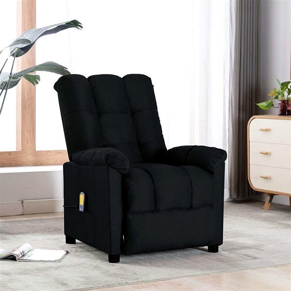 Masážne kreslo Masážne polohovacie kreslo čierne textil Lifestyle