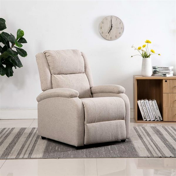 Kreslo Polohovacie TV kreslo krémové textil Lifestyle