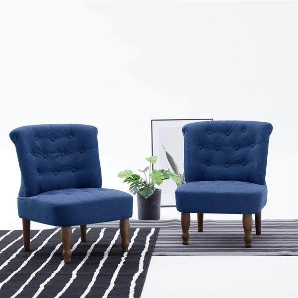 Křeslo Francouzská křesla 2 ks modrá textil Lifestyle