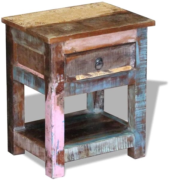 Odkladací stolík Odkladací stolík zásuvka masívne recyklované drevo 43 x 33 x 51 cm ...