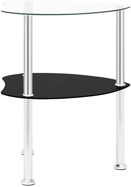 Odkladací stolík 2-policový stolík priehľadný a čierny 38 × 38 × 50 cm tvrdené sklo ...