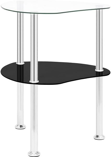 Odkladací stolík 2-policový stolík priehľadný a čierny 38 × 38 × 50 cm tvrdené sklo ...