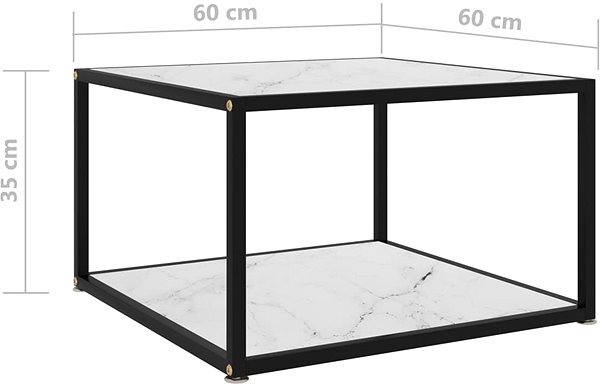 Odkladací stolík Čajový stolík biely 60 × 60 × 35 cm tvrdené sklo ...