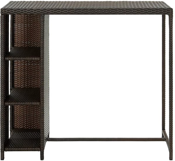 Barový stôl Barový stolík s úložným regálom hnedý 120 × 60 × 110 cm polyratan ...