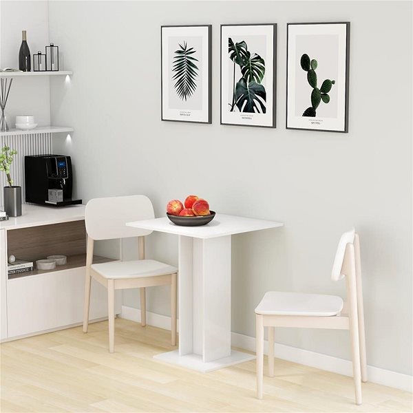 Barový stôl Bistro stolík biely s vysokým leskom 60 × 60 × 75 cm drevotrieska ...