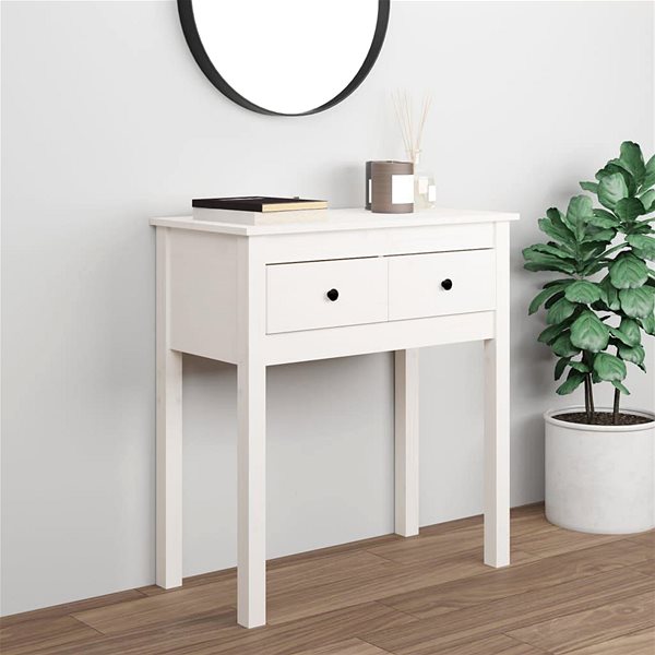 Konzolový stolek Konzolový stolek bílý 70 × 35 × 75 cm masivní borové dřevo ...
