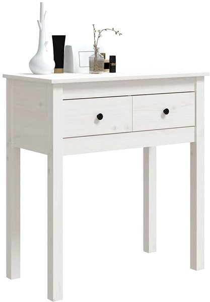 Konzolový stolek Konzolový stolek bílý 70 × 35 × 75 cm masivní borové dřevo ...