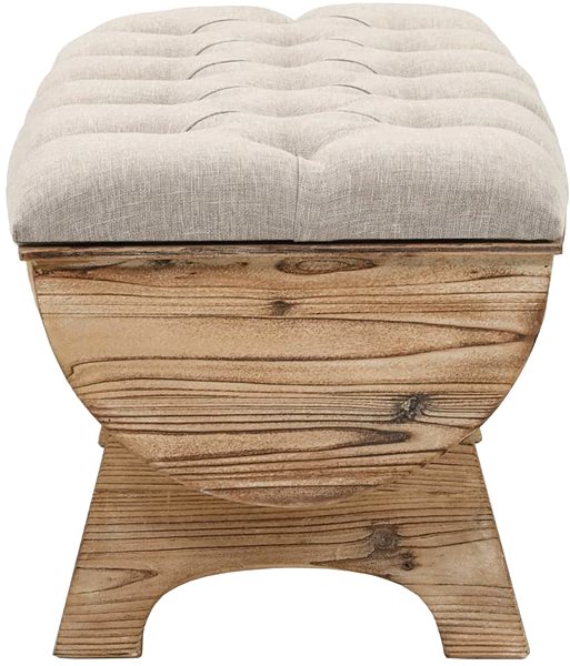 Lavica Úložná lavica z masívneho dreva a tkaniny 103 × 51 × 44 cm ...