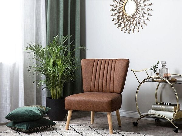 Křeslo SHUMEE polohovací TV křeslo, umělá kůže a textil, krémové, 329495 ...
