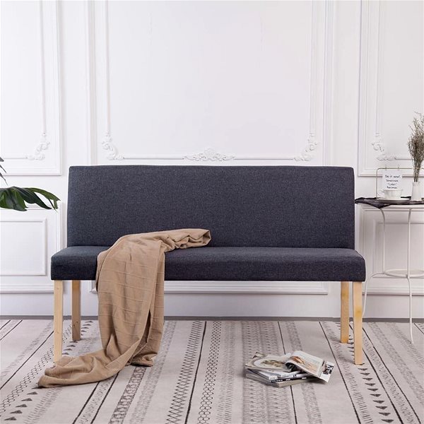 Lavice Lavice 139,5 cm tmavě šedá polyester ...