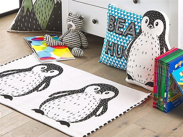 Koberec Detský koberec s potlačou tučniakov 60 × 90 cm čierno-biely HAJDARABAD, 249961 ...