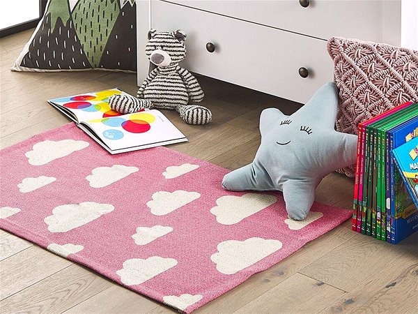 Koberec Detský koberec s potlačou mrakov, 60 × 90 cm, ružový, GWALIJAR, 251055 ...