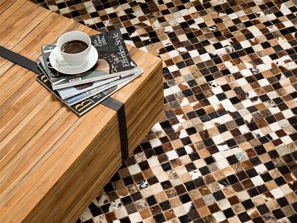 Koberec Hnedý patchwork kožený koberec 160 × 230 cm KONYA, 62723 ...