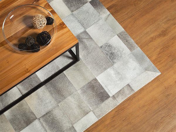 Koberec Sivý kožený patchwork koberec 160 × 230 cm ALACAM, 73717 ...