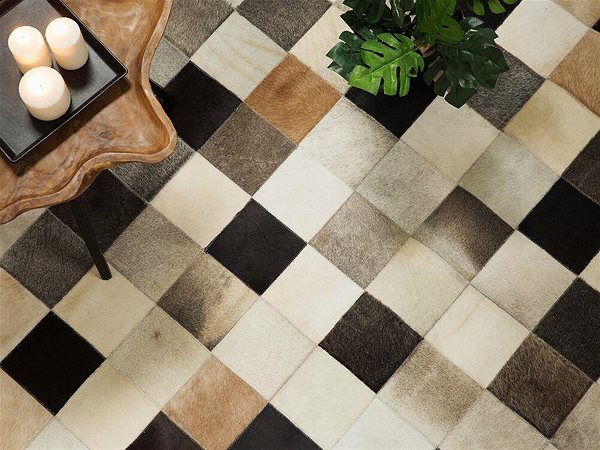 Koberec Hnedý kožený patchwork koberec 160 × 230 cm SOKE, 73751 ...