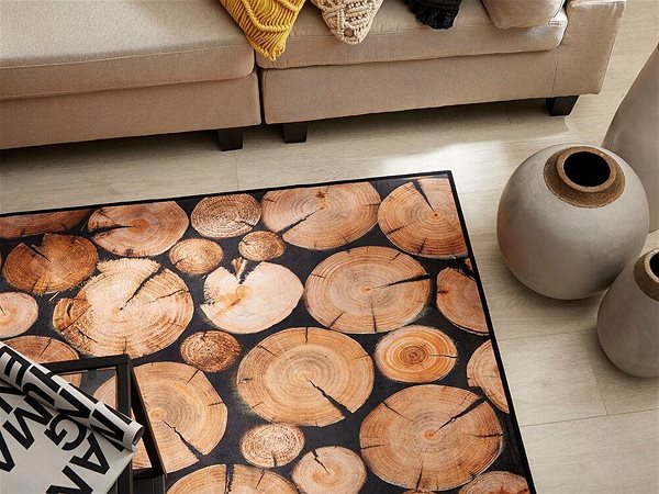 Koberec Hnedý koberec s motívom dreva KARDERE 80 × 150 cm, 116889 ...