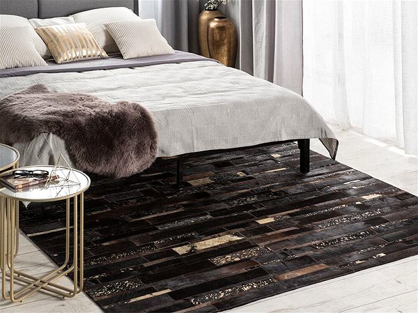 Koberec Hnedo-zlatý patchwork koberec z hovädzej kože 200 × 200 cm ARTVIN, 132402 ...