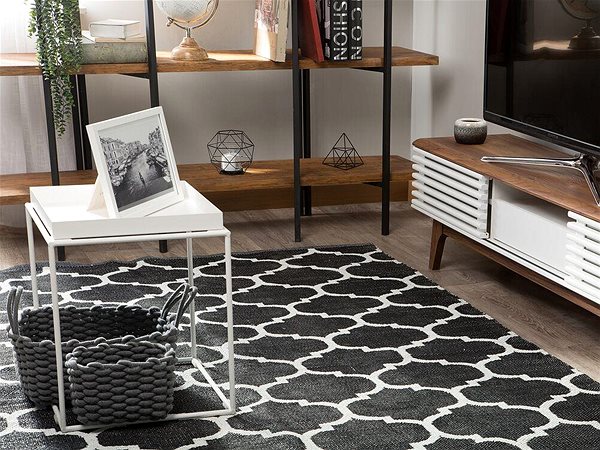 Koberec Obojstranný čierno-biely vonkajší koberec 160 × 230 cm ALADANA, 142395 ...
