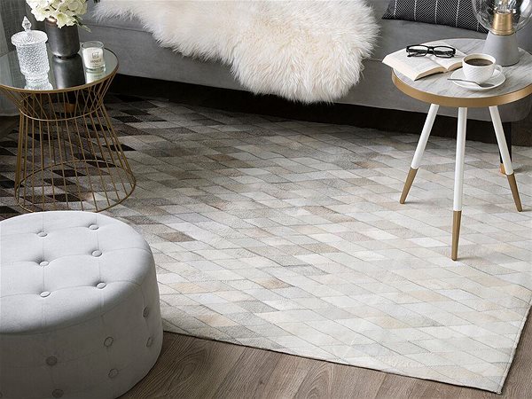 Koberec Sivo-biely kožený koberec MALDAN 140 × 200 cm, 160585 ...