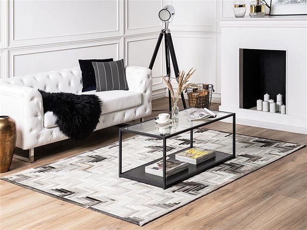 Koberec Kožený koberec 140 × 200 cm sivo-béžový ARSUZ, 170097 ...