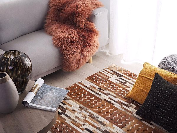 Koberec Hnedý kožený koberec  140 × 200 cm HEREKLI, 202893 ...