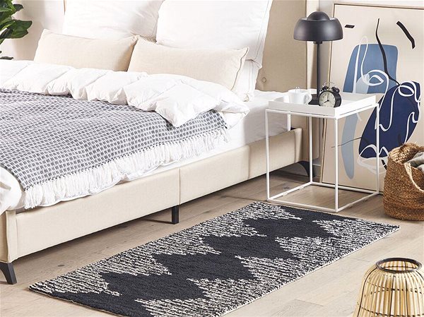 Koberec Bavlnený koberec 80 × 150 cm čierny/biely BATHINDA, 303209 ...