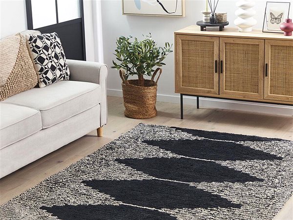 Koberec Bavlnený koberec 140 × 200 cm čierny/biely BATHINDA, 303243 ...