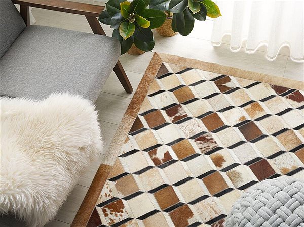 Koberec Kožený patchworkový koberec 160 × 230 cm hnedý SERINOVA, 237770 ...