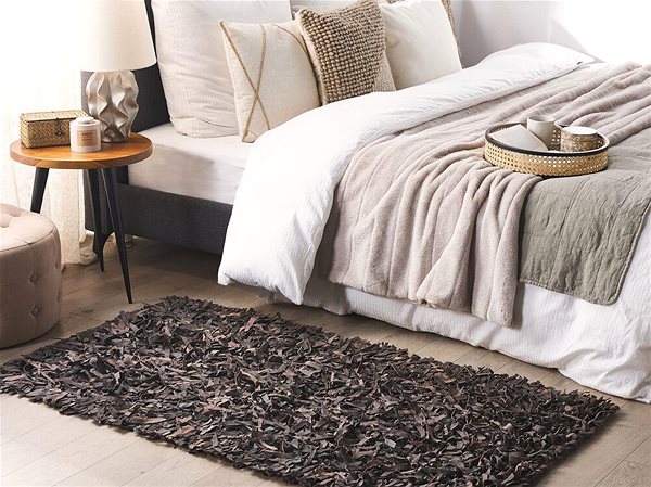 Koberec Hnedý shaggy kožený koberec 80 × 150 cm MUT, 57762 ...
