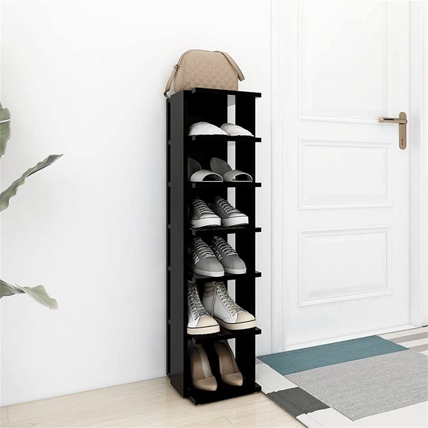 Shoe Rack Shoe rack black 25 x 27 x 102 cm chipboard, 808487 ...