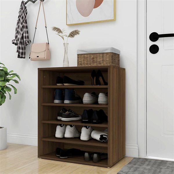 Shoe Rack Shoe rack brown oak 60 x 35 x 70 cm composite wood, 816016 ...