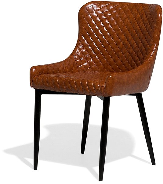 Jedálenská stolička Sada 2 stoličky do jedálne vintage hnedá ekologická koža SOLANO, 94570 ...