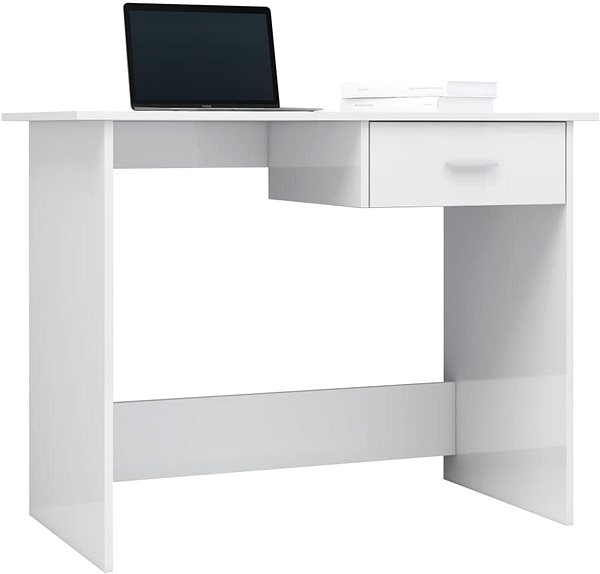 Písací stôl Písací stôl biely s vysokým leskom 100 × 50 × 76 cm drevotrieska ...