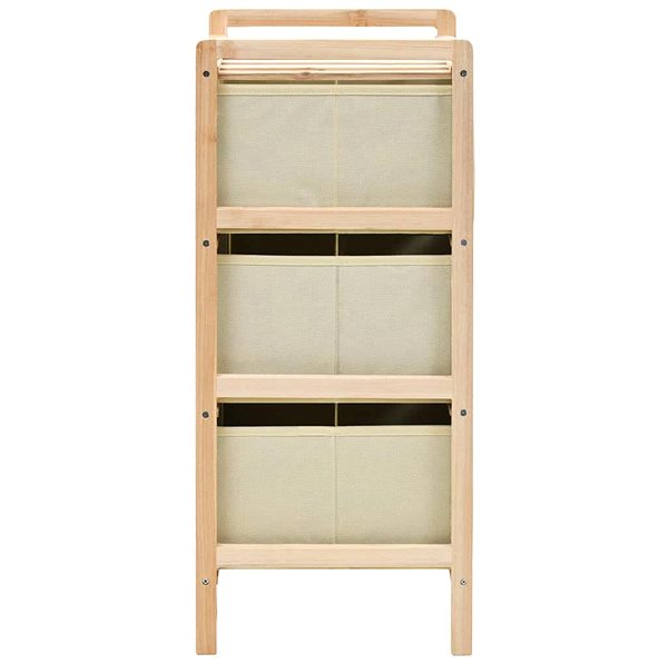 Shelf Storage Rack with 3 Non-woven Baskets Cedar Wood Beige ...