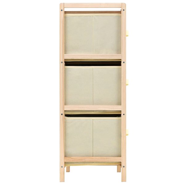 Shelf Storage Rack with 6 Fabric Baskets Cedar Wood Beige ...