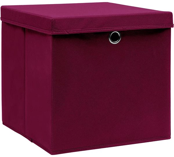 Úložný box Úložné boxy s vekami 10 ks tmavočervené 32 × 32 × 32 cm textil ...