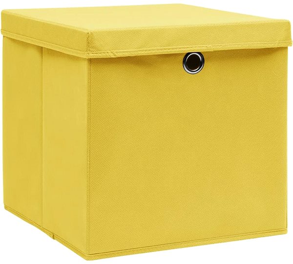 Úložný box Úložné boxy s vekami 4 ks žlté 32 × 32 × 32 cm textil ...