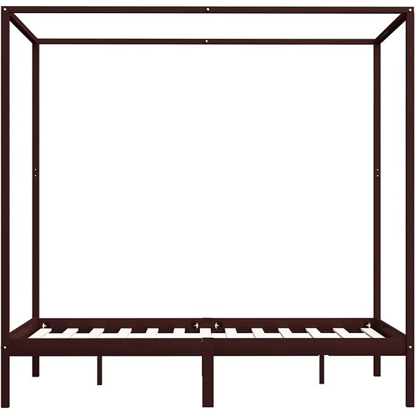 Posteľ Rám postele s baldachýnom tmavohnedý masívna borovica 120 × 200 cm ...
