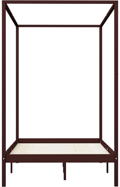 Posteľ Rám postele s baldachýnom tmavohnedý masívna borovica 120 × 200 cm ...